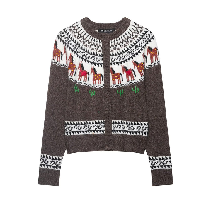 Women’s fine knit cardigan with crocheted Peter Pan collar Mune Fashion