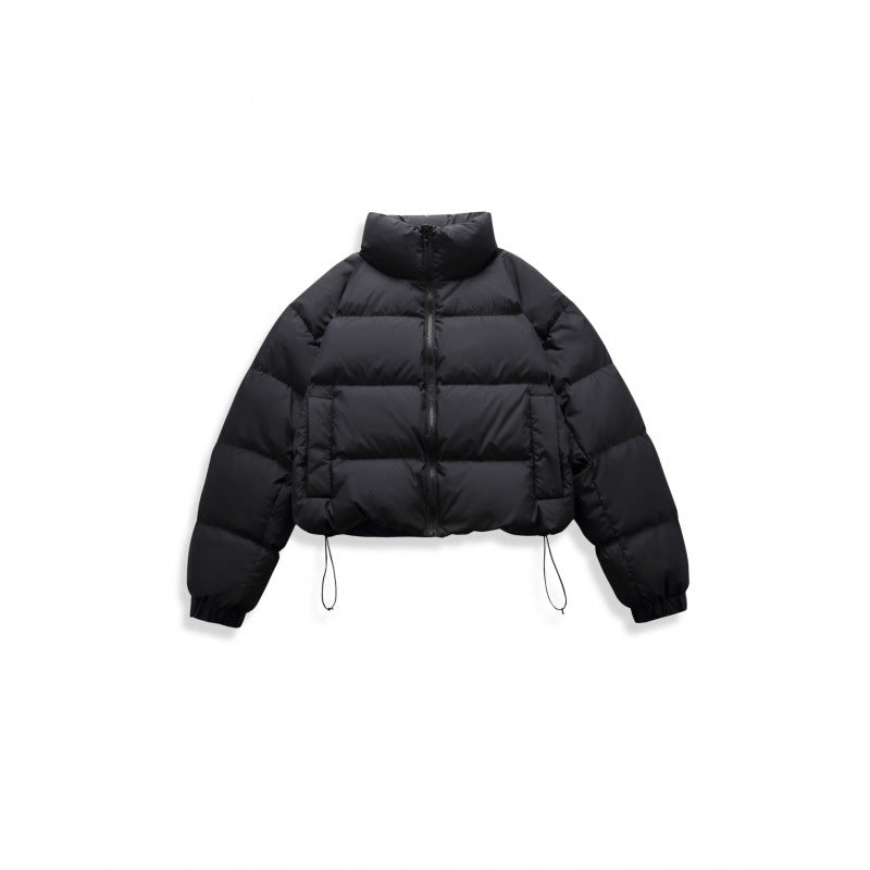 Women's short quilted winter jacket in cropped style with high stand-up collar Mune Fashion