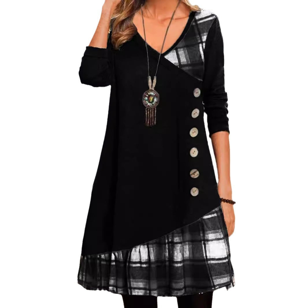 Mune | Classic Look Checked Long Sleeve Dress