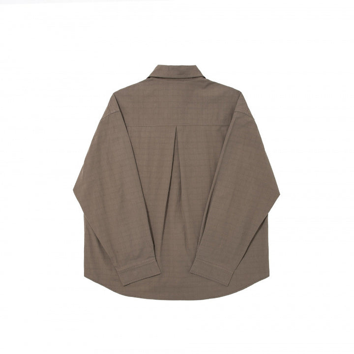 Men's boxy shirt with fine grid structure, boxy silhouette, and patch breast pocket Mune Fashion