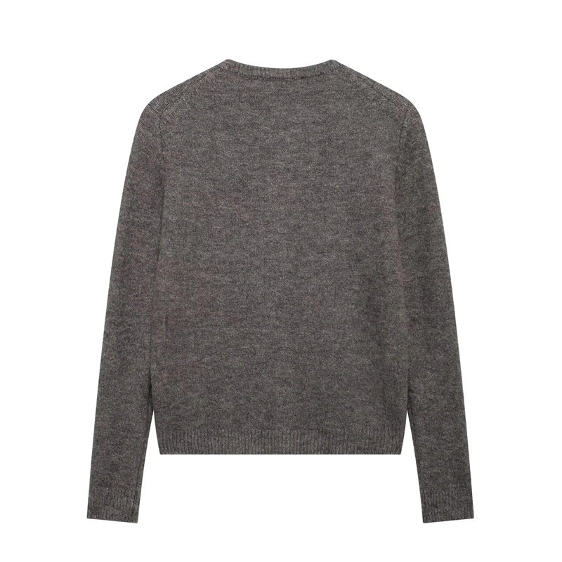 Women's fine knit cardigan with round neckline, continuous button placket, and slim silhouette Mune Fashion