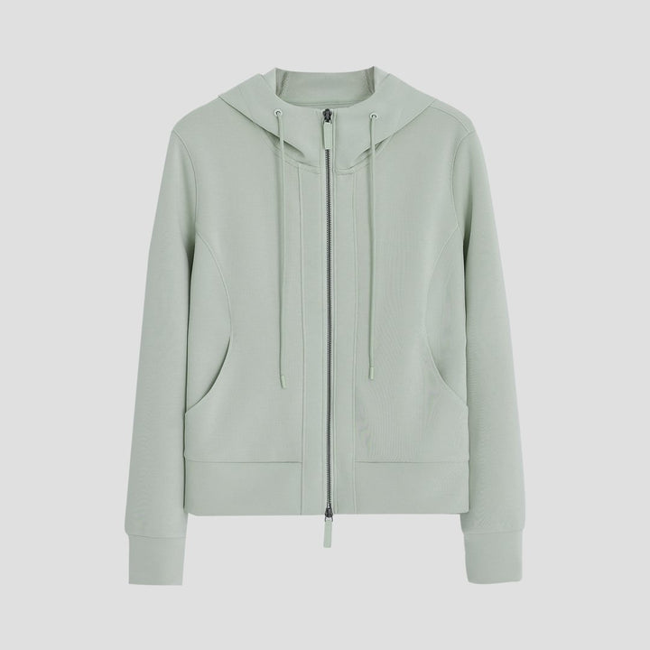 Women's Lightweight Hooded Jacket made of fine terry with tailored silhouette and two-way zipper Mune Fashion