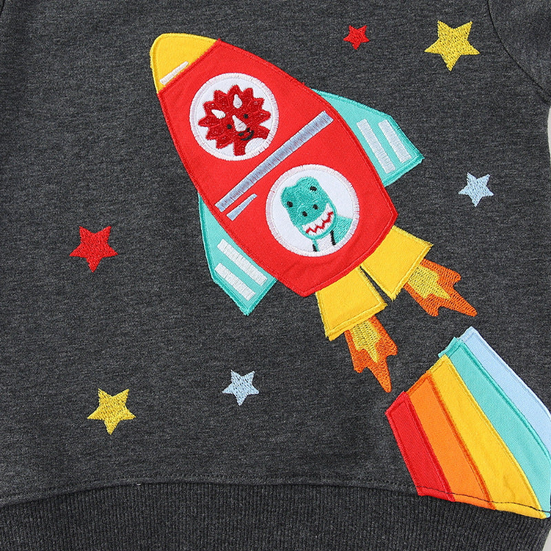 Kids Sweatshirt with creative rocket and animal design Mune Fashion