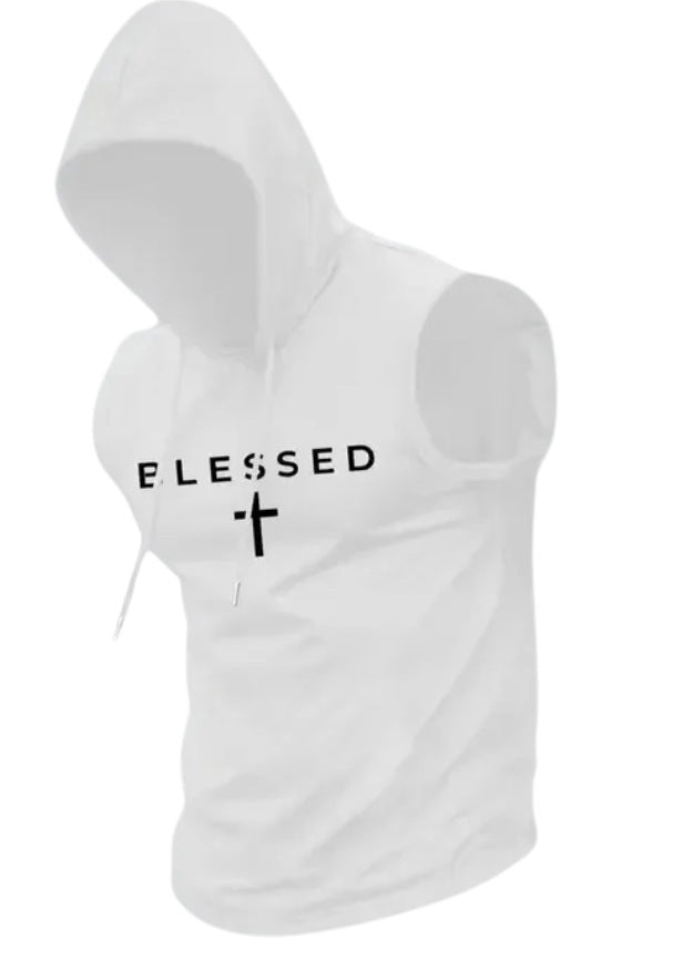 Men's sleeveless hoodie sweatshirt with slogan print and athletic fit Mune Fashion