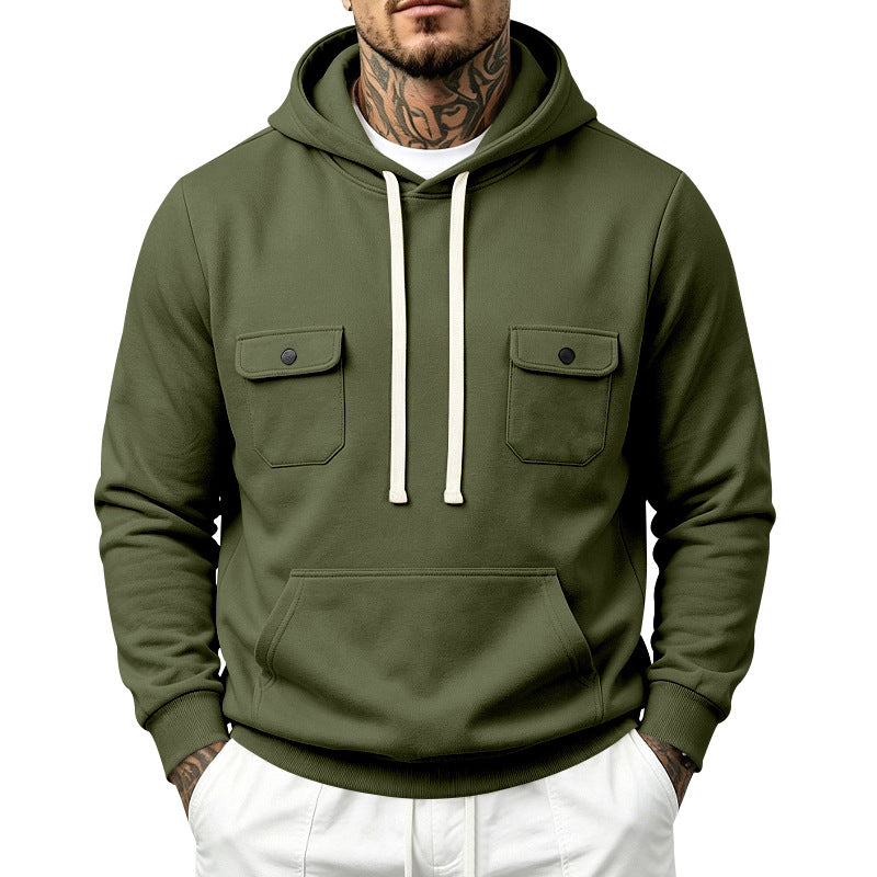 Men's hooded sweatshirt with double chest pockets and kangaroo pocket Mune Fashion