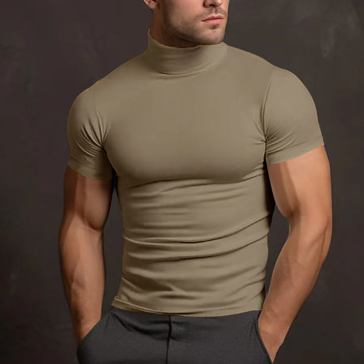 Men's fitted elastic short sleeve roll neck top Mune Fashion
