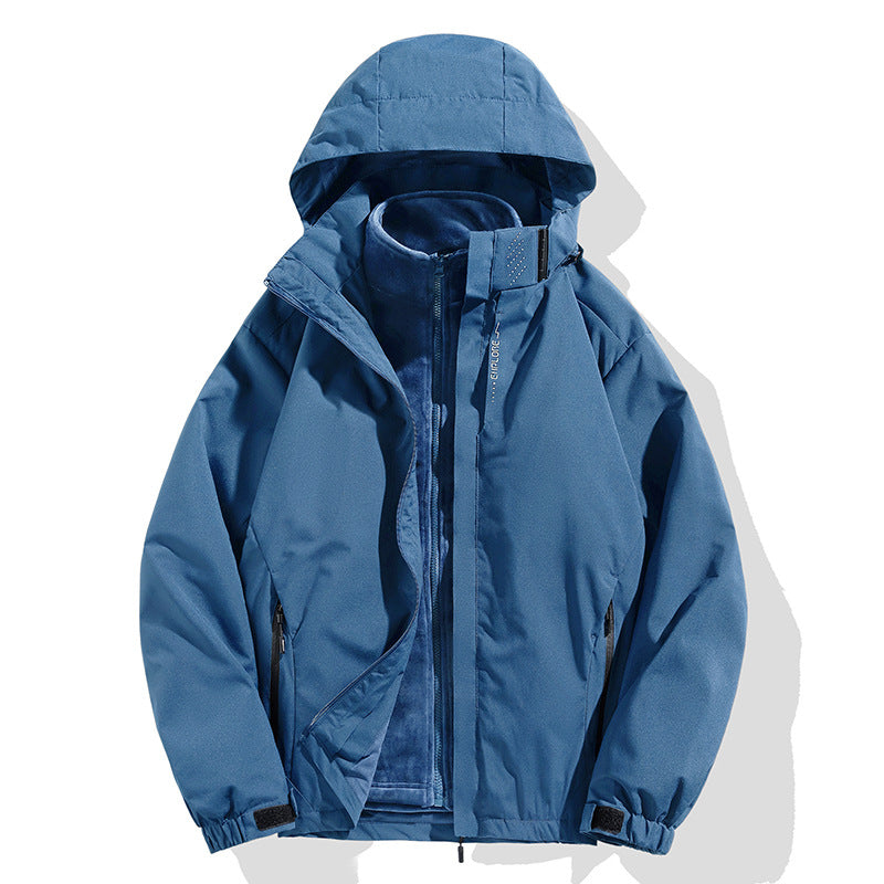 Men's two-piece winter jacket with removable fleece inner jacket waterproof windproof Mune Fashion