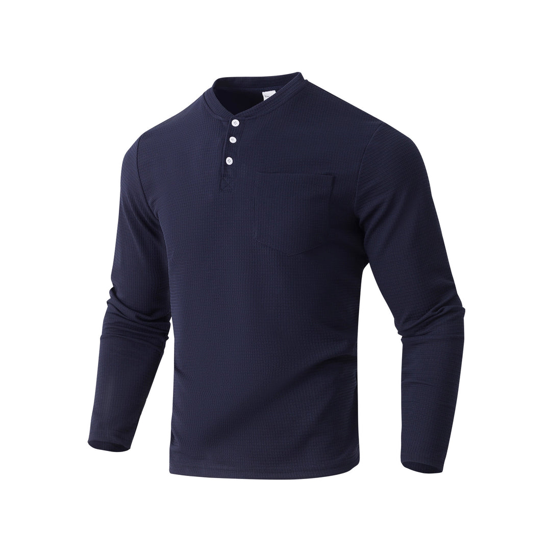 Men's long sleeve Henley with waffle structure and chest pocket thermal long sleeve shirt Mune Fashion