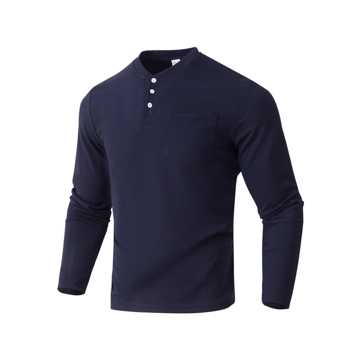 Men's long sleeve Henley with waffle structure and chest pocket thermal long sleeve shirt Mune Fashion