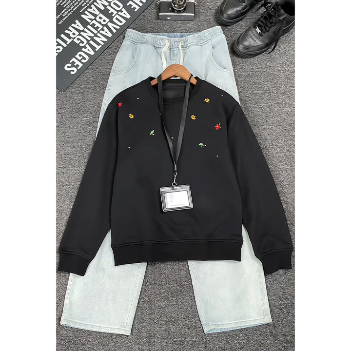 Women Patterned Sweatshirt with Floral Design Mune Fashion