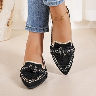 Women's woven lace slippers with decorative bow and padded comfort footbed Mune Fashion