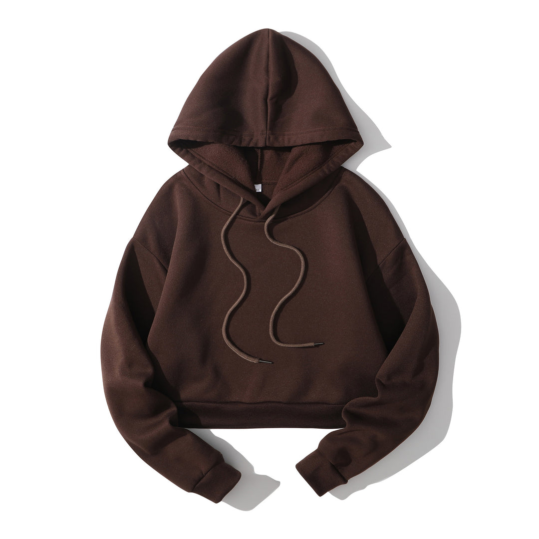 Women's cropped hoodie with soft fleece interior and elastic ribbed hem Mune Fashion