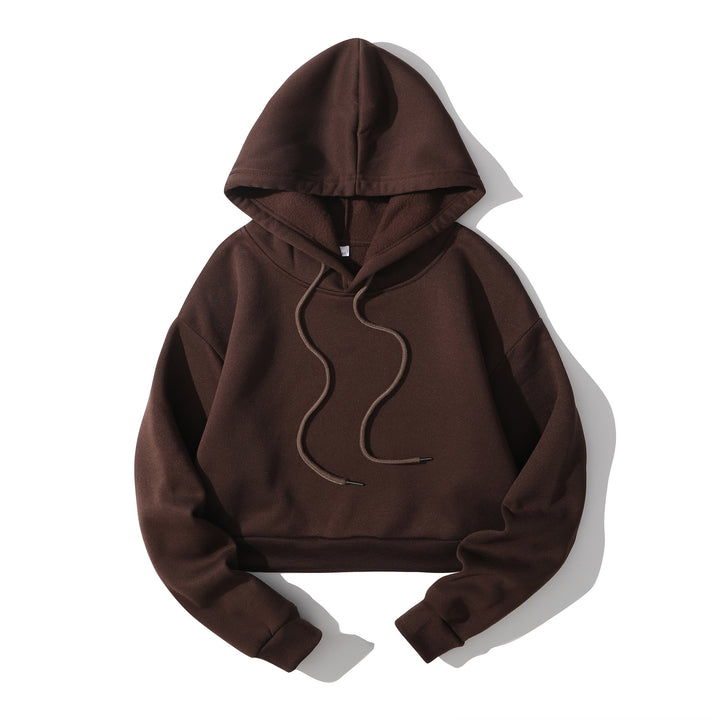 Women's cropped hoodie with soft fleece interior and elastic ribbed hem Mune Fashion