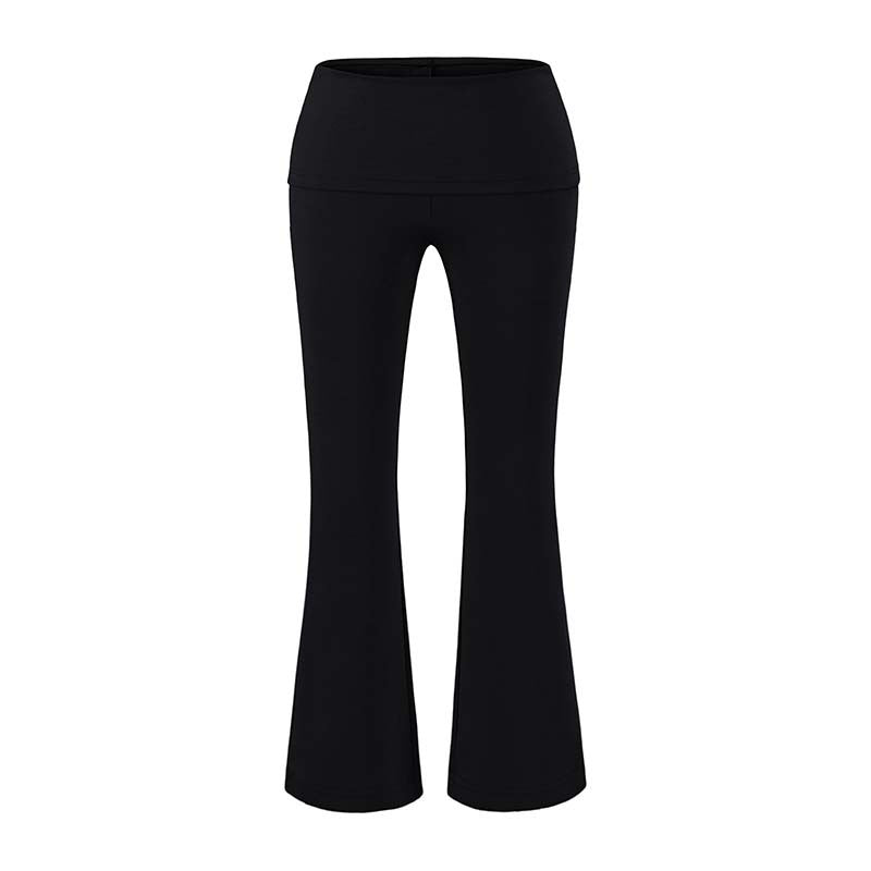 Women's High Waist Flared Pants with Stretch Jersey Waistband Mune Fashion