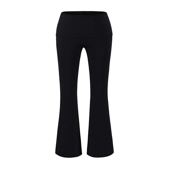 Women's High Waist Flared Pants with Stretch Jersey Waistband Mune Fashion