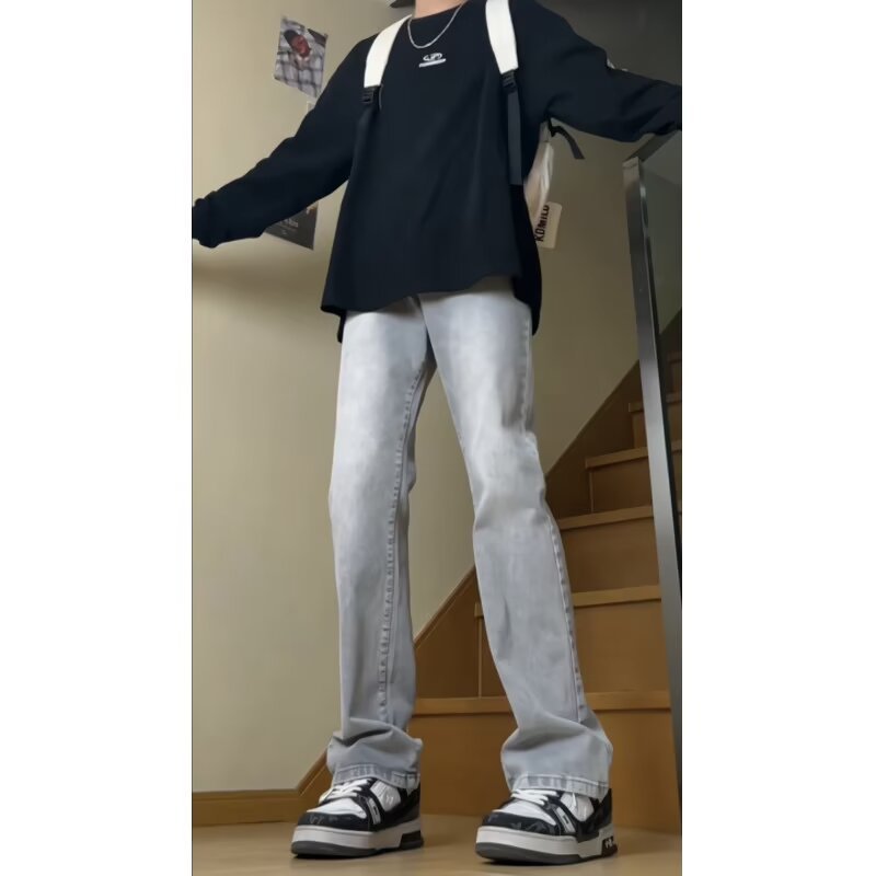 Men's Cotton Blend Pants with Straight Leg, Loose Fit, and Low Rise Mune Fashion