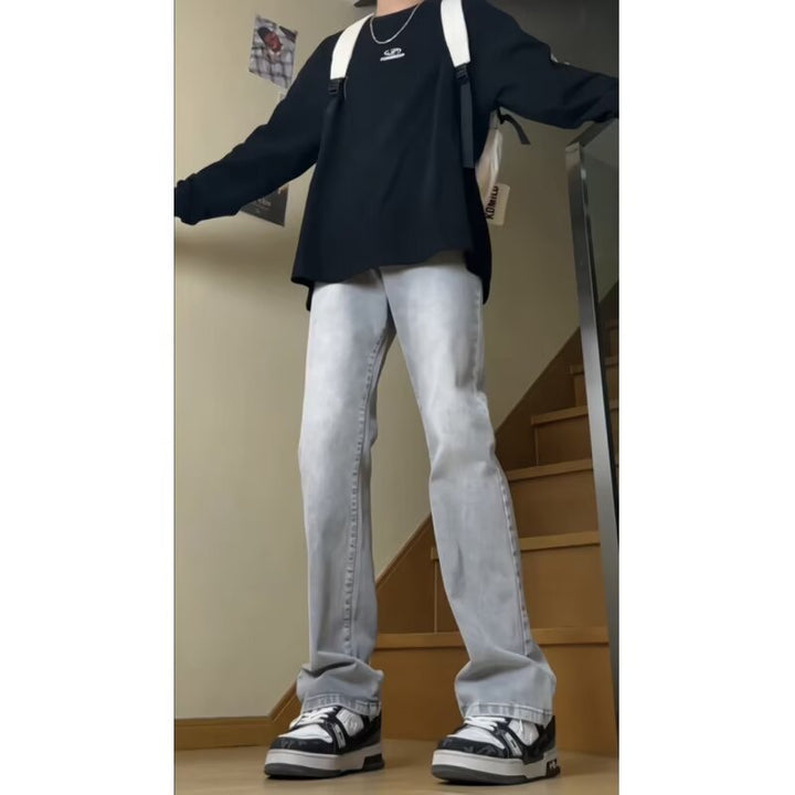 Men's Cotton Blend Pants with Straight Leg, Loose Fit, and Low Rise Mune Fashion