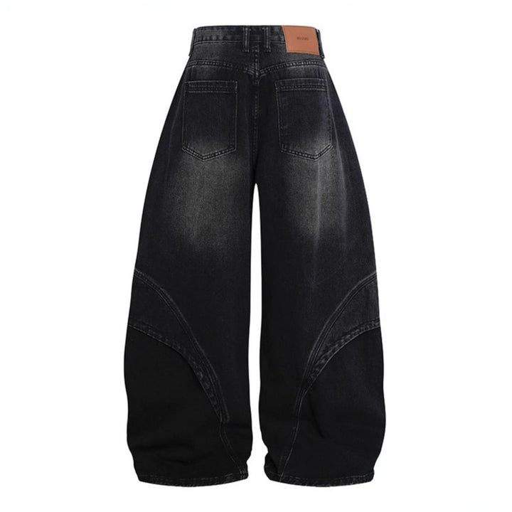 Women's Wide High-Waisted Balloon Jeans with Distinctive Panel Seams Mune Fashion