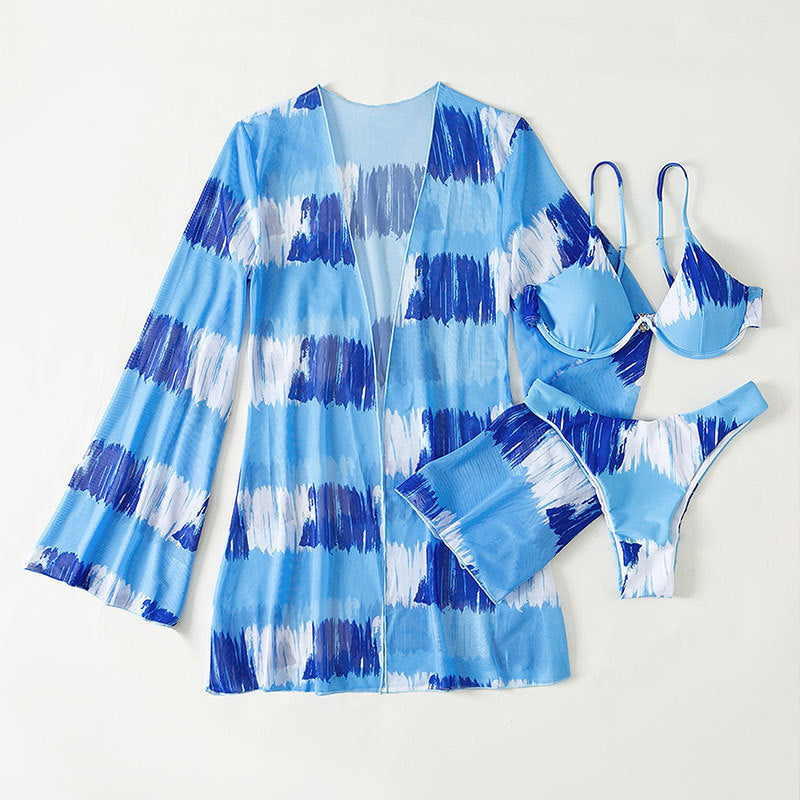 Ladies bikini set with floral wrap skirt and elegant straps Mune Fashion