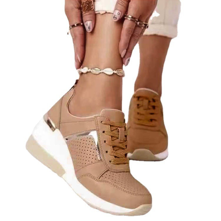 Women’s wedge sneakers with perforated upper material and metallic accent Mune Fashion