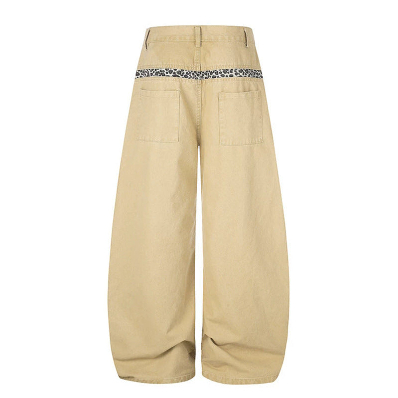 Women Extra Wide Palazzo Trousers with High Waist, Cargo Pockets and Decorative Keychain Mune Fashion