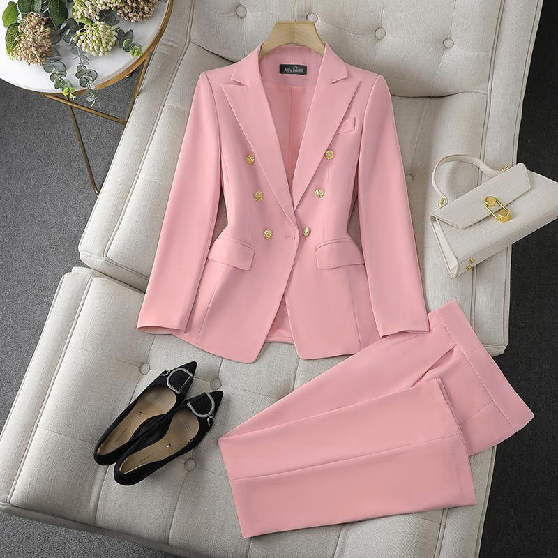 Women Elegant Double-Breasted Blazer Set Mune Fashion