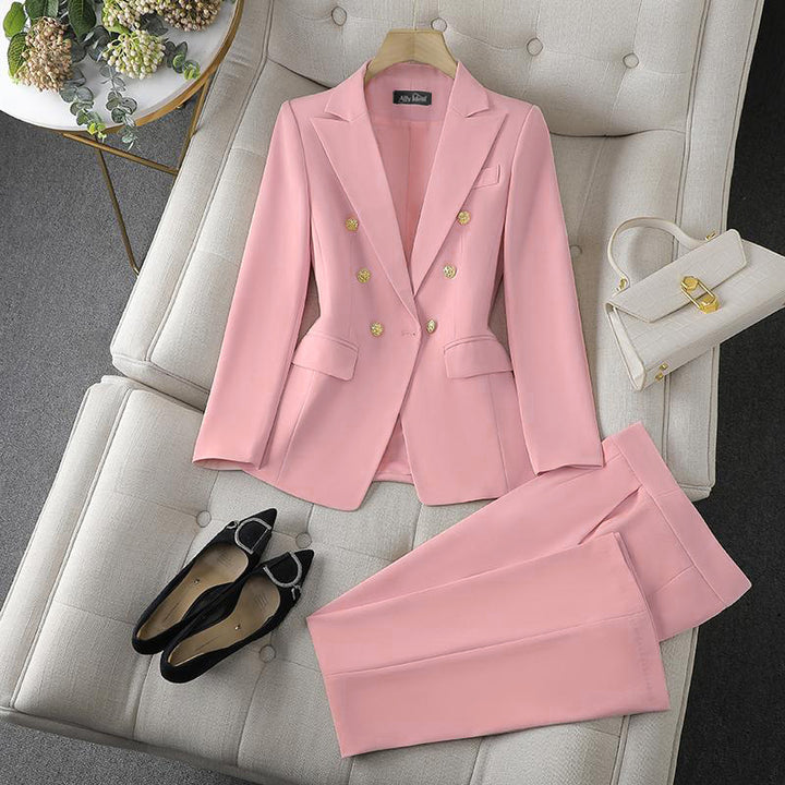 Women Elegant Double-Breasted Blazer Set Mune Fashion