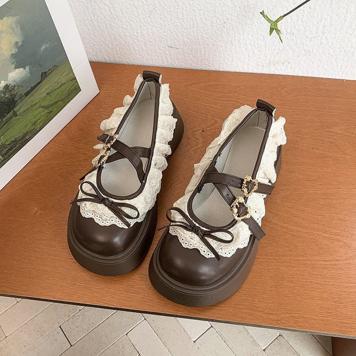 Women's Ruffle Sneakers with Decorative Buckles and Robust Profile Mune Fashion