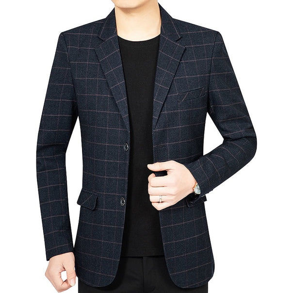 Men's Checked Slim-Fit City Blazer with Window Check and Flap Pockets Mune Fashion