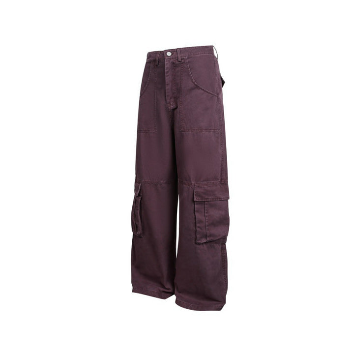 Women's Baggy Cargo Pants with High Waist, Large Flap Pockets and Reinforced Seam Panels Mune Fashion