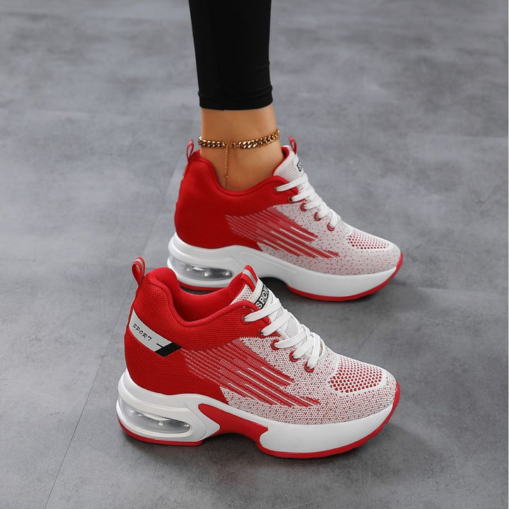 Women's Stylish Platform Sneakers with Air Cushioning and Knitted Breathable Upper Mune Fashion