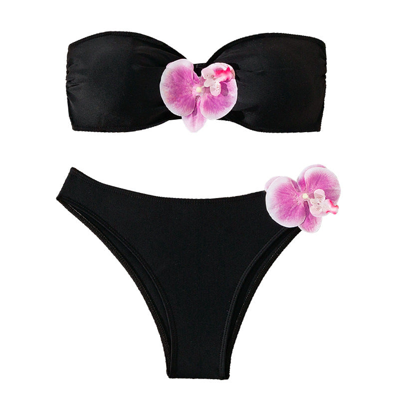 Women's bandeau bikini with elegant orchid accents Mune Fashion