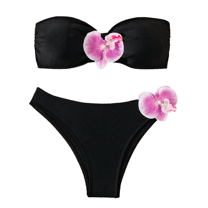 Women's bandeau bikini with elegant orchid accents Mune Fashion