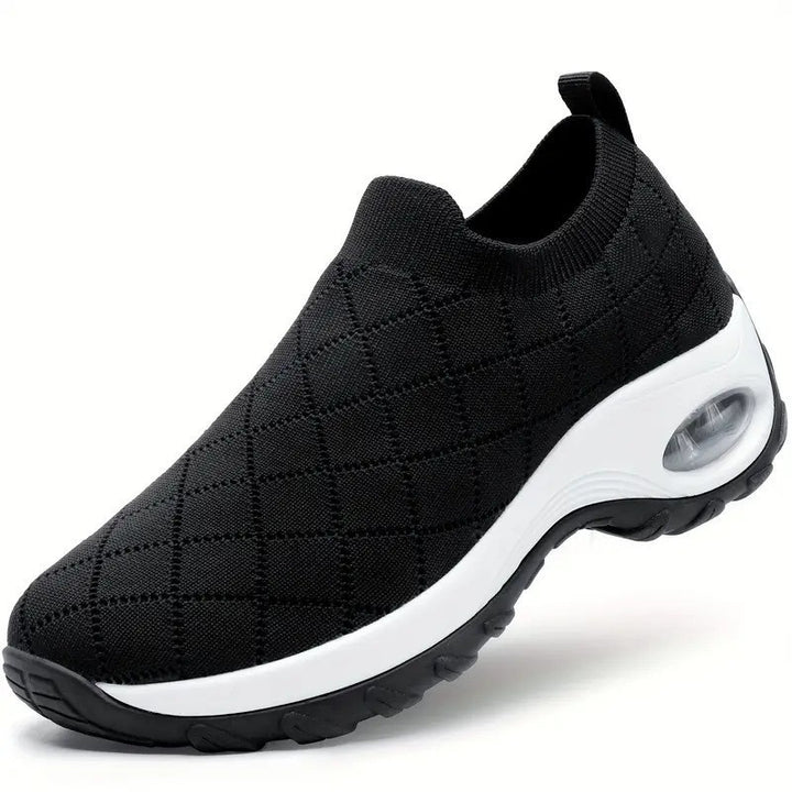 Women's Slip-On Knit Sneakers with Air Cushion and Cushioned Platform Sole Mune Fashion