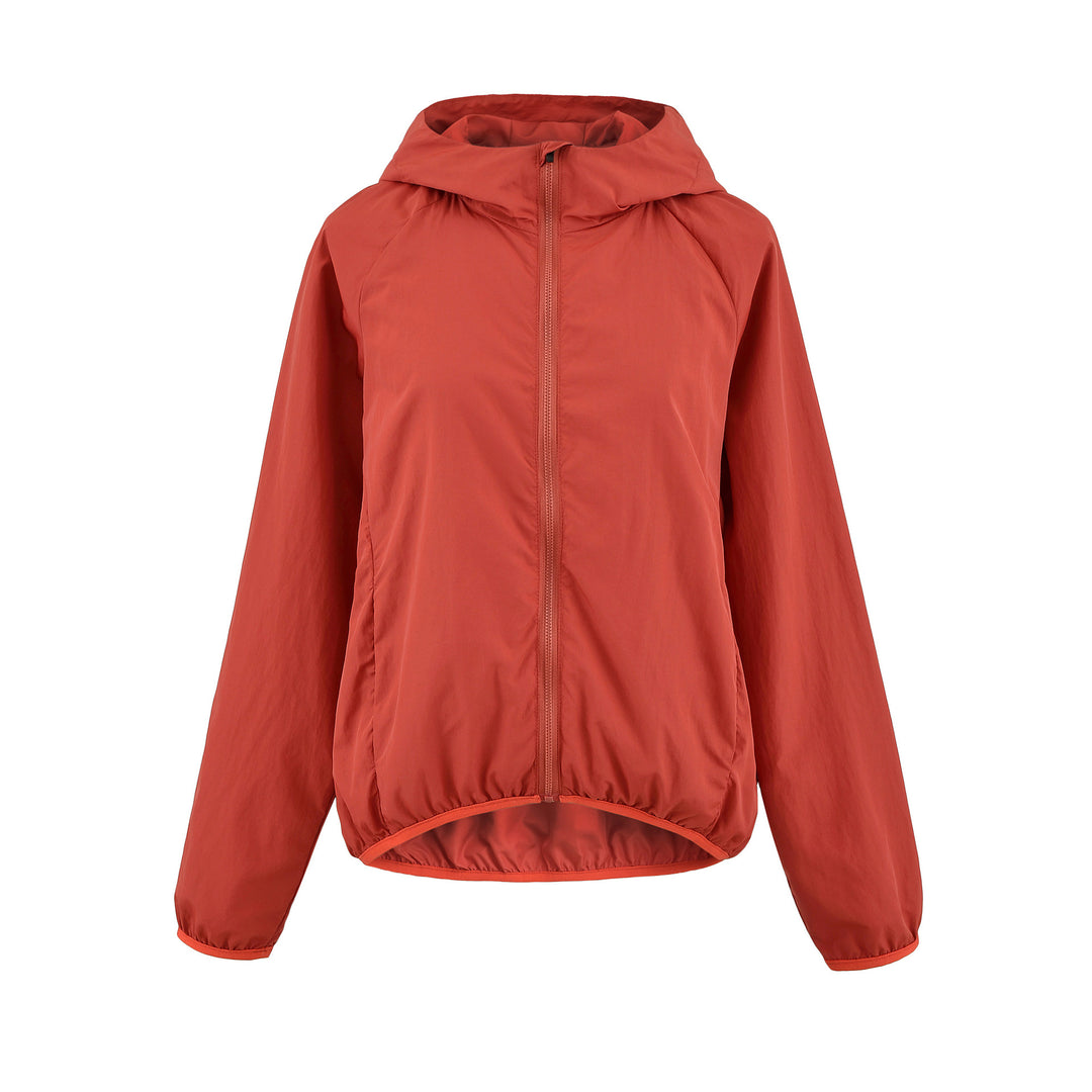 Women's Ultralight Hooded Windbreaker with Extended Back Hem and Elastic Hem Mune Fashion