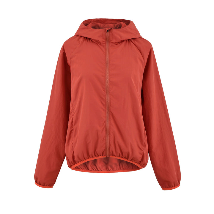 Women's Ultralight Hooded Windbreaker with Extended Back Hem and Elastic Hem Mune Fashion
