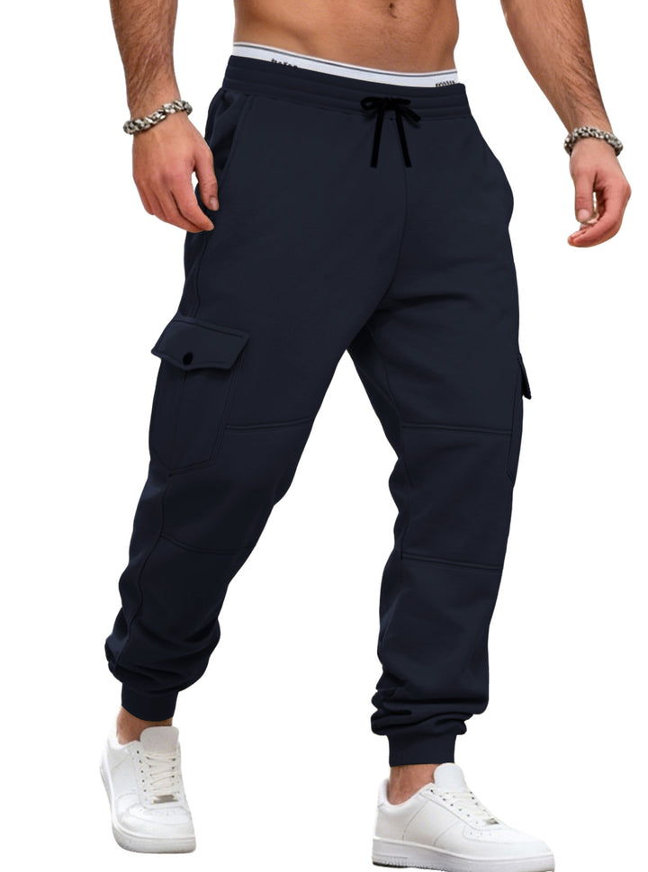 Men's casual jogging pants with cargo pockets, drawstring, and ribbed ankle hem Mune Fashion
