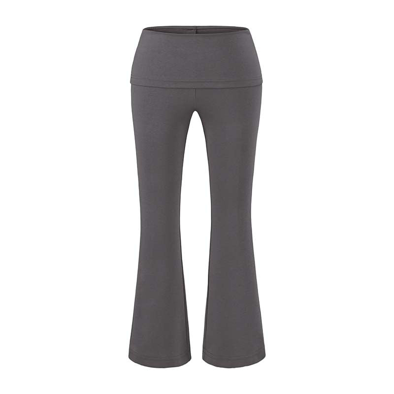 Women's High Waist Flared Pants with Stretch Jersey Waistband Mune Fashion