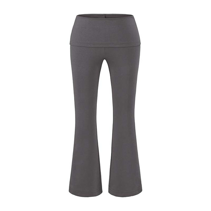 Women's High Waist Flared Pants with Stretch Jersey Waistband Mune Fashion