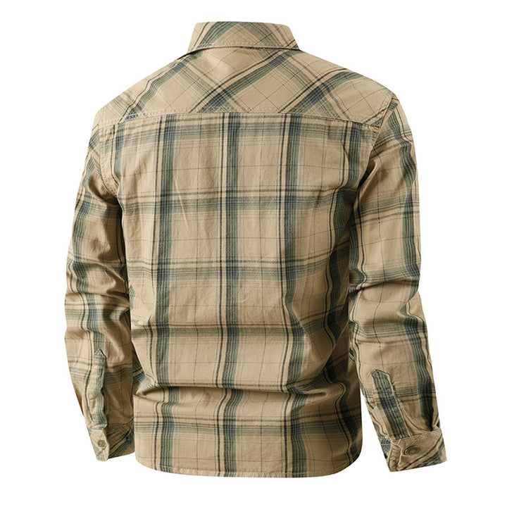 Men's checked overshirt jacket made of cotton twill with double reinforced chest pockets and extended fit Mune Fashion