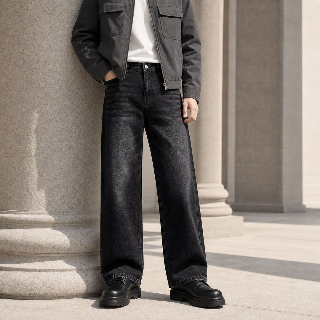 Women's High-Waist Wide Leg Jeans made of Denim with Vintage Wash