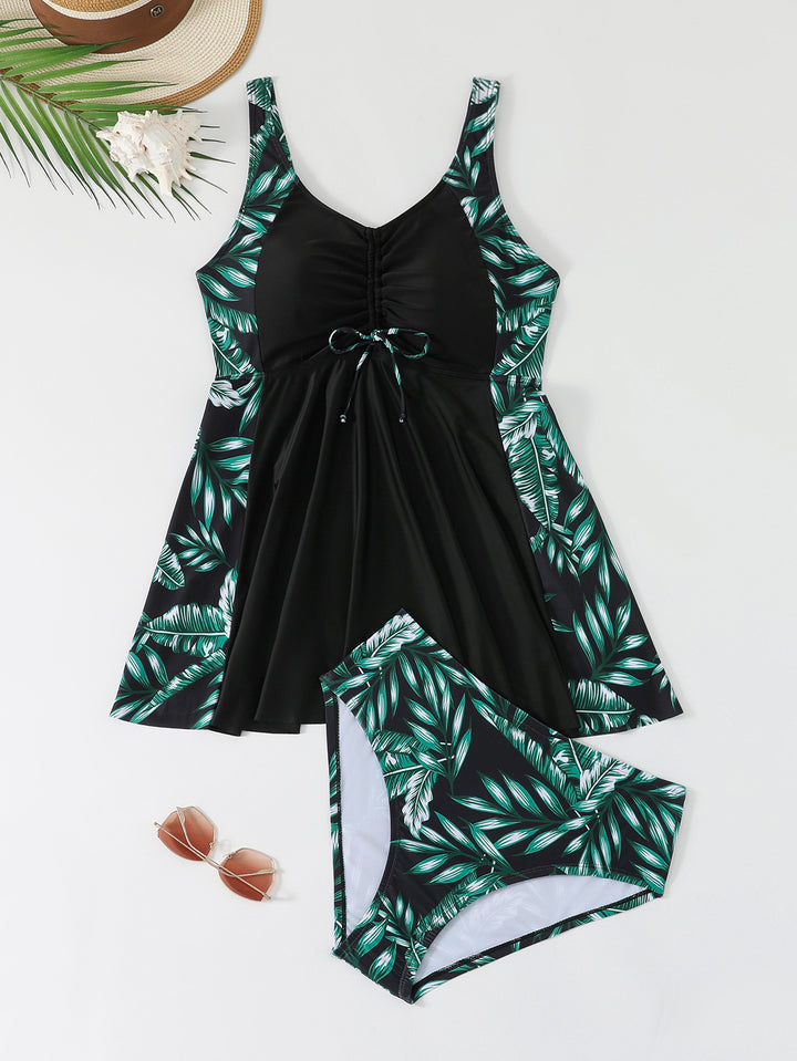 Ladies swimsuit with fashionable ruffle dress look Mune Fashion