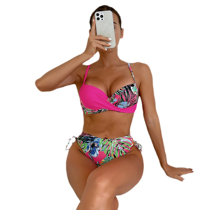 Women's Bikini Set with trendy Animal Print and elastic Side Ties Mune Fashion