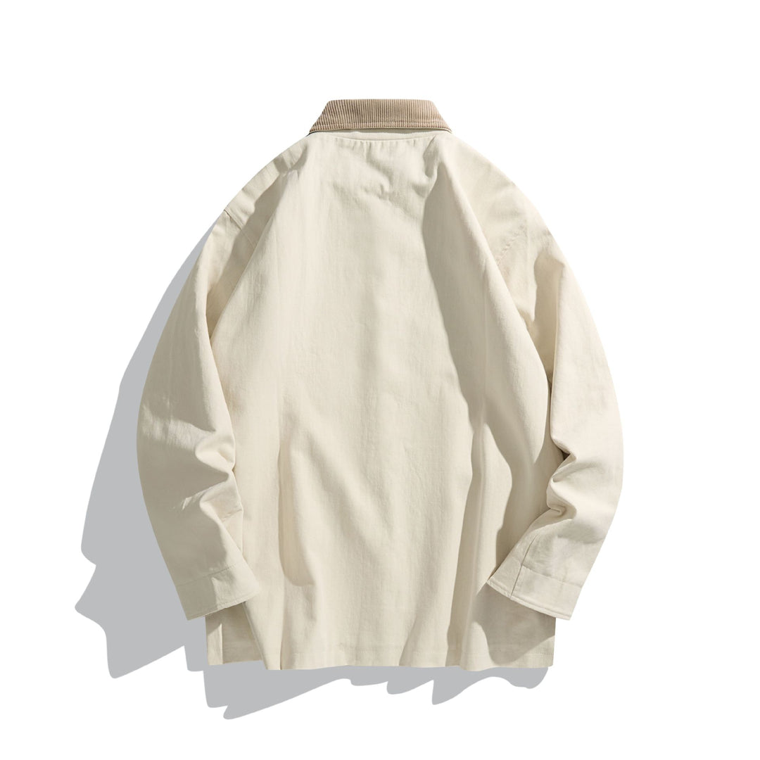 Unisex Short-Cut Boxy Canvas Jacket with Cord Collar, Snap Button Front and Utility Patch Pockets Mune Fashion
