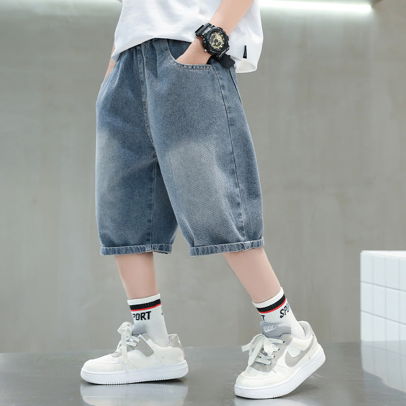 Boys casual denim shorts with exclusive embroidery design Mune Fashion