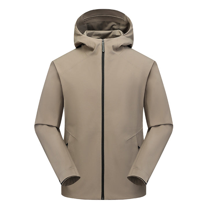 Men's water-repellent softshell outdoor jacket with hood, welded seams & minimalist zipper Mune Fashion