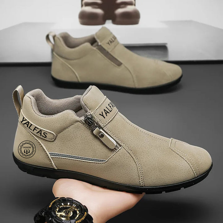 Men's Short Shaft Sneakers with Side Zipper and Padded Comfort Sole Mune Fashion