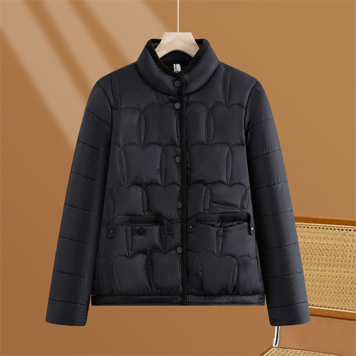 Women's short quilted transitional jacket with stand-up collar and flap pockets Mune Fashion