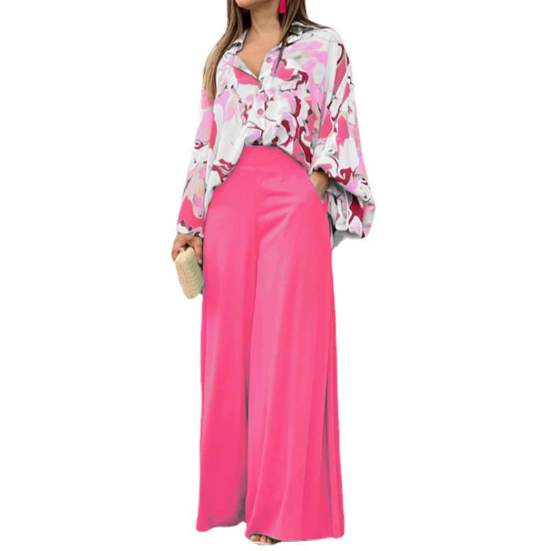 Ladies Flowing Highwaist Palazzo Pants with Wide Leg and Elegant Satin Fall Mune Fashion