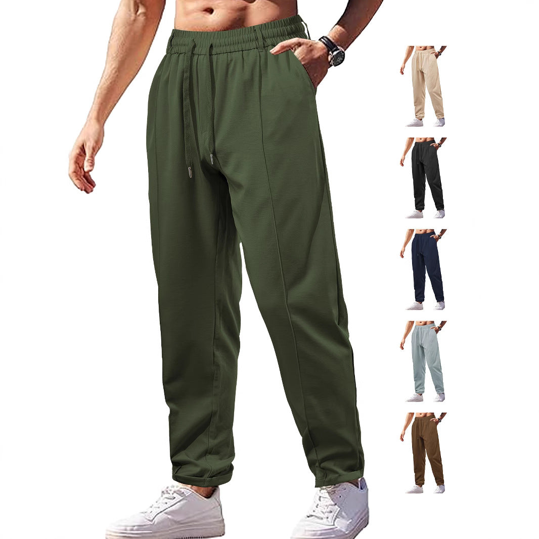 Women's Light Relaxed Trousers with Elastic Waistband, Straight Cut & Sewn-on Back Pocket Mune Fashion